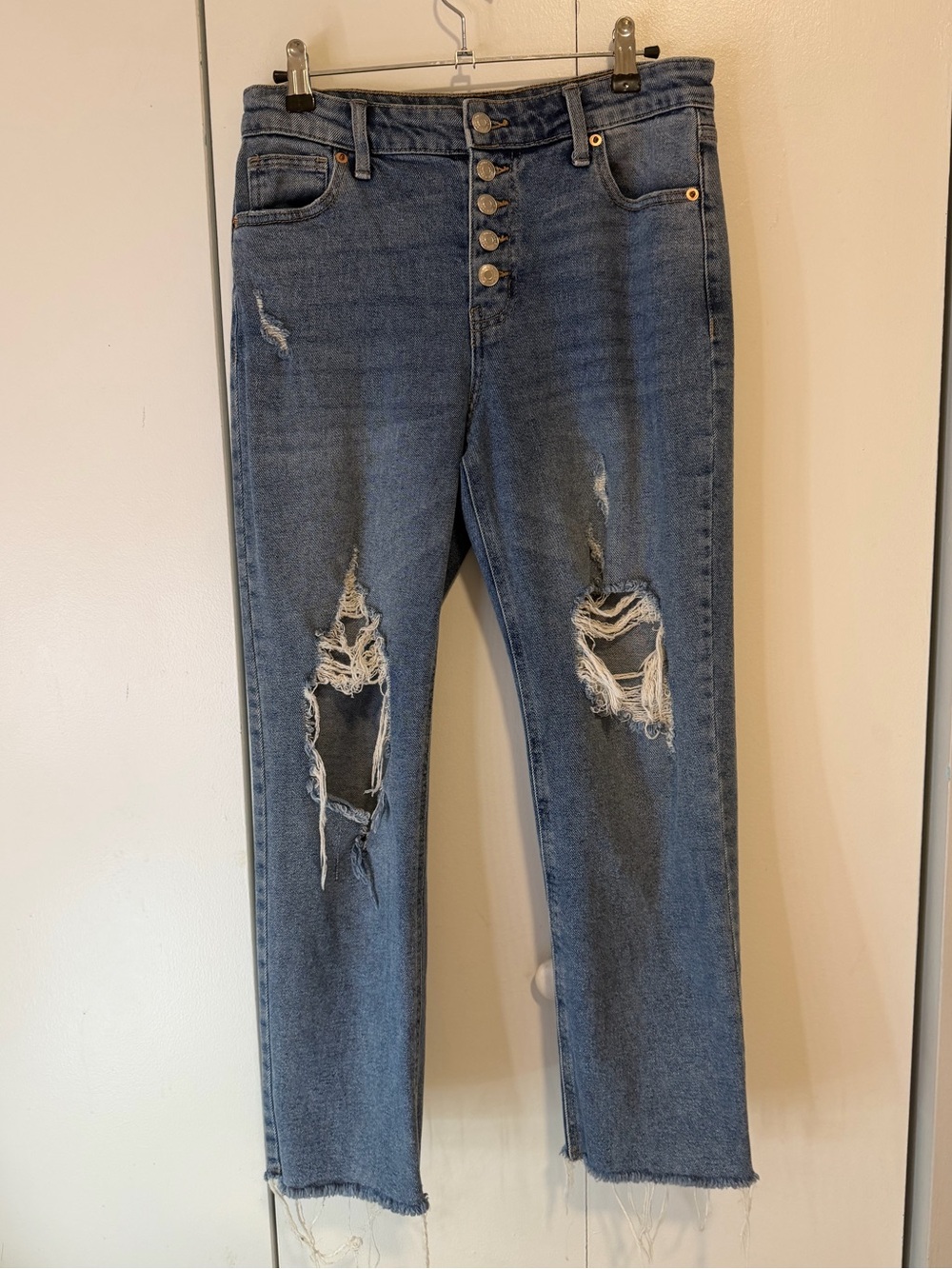 wild fable Distressed Straight-Leg Jeans - Blue